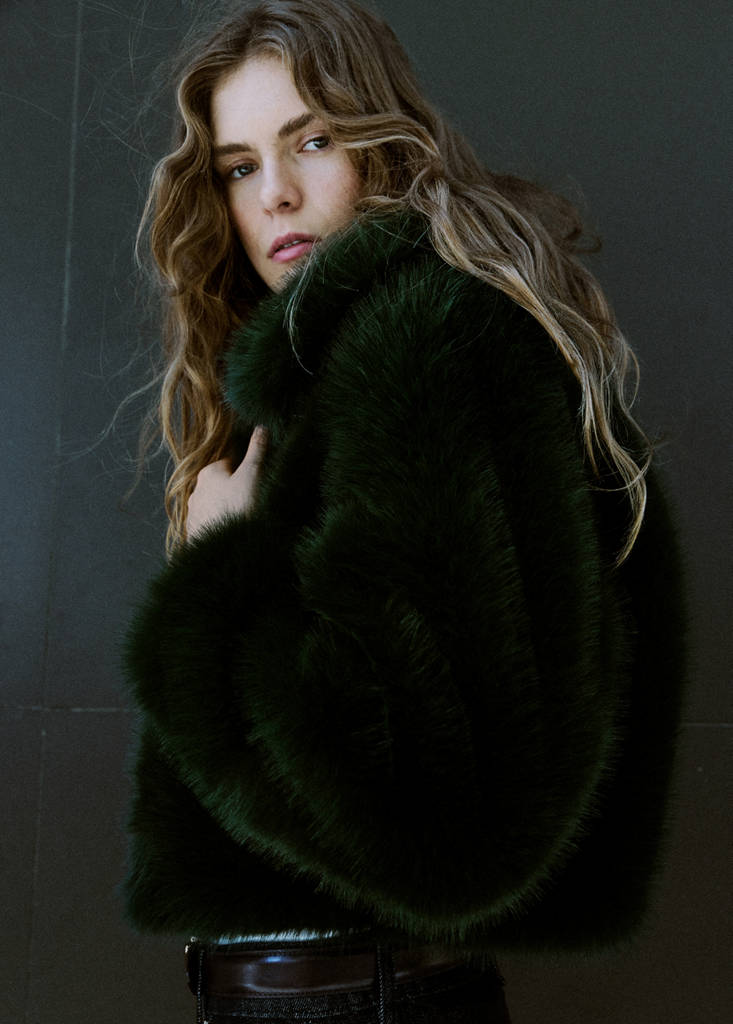 Veste Crop Fausse Fourrure
