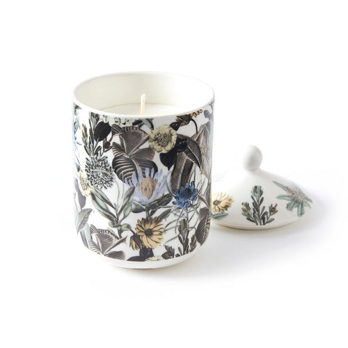 Garden - Bougie Parfumée En Pot De Porcelaine - Garden Bleu Clair - Jasmin & Ylang - Durée De Combustion 65H