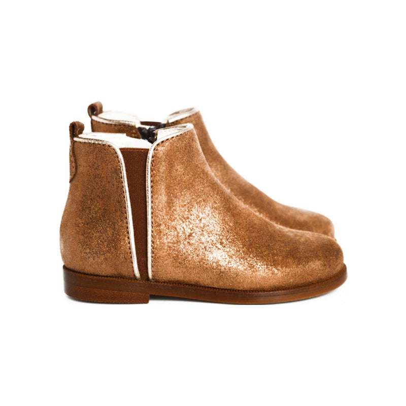 Boots Bottines Resistantes Fille Liseré - Cuir Camel Irisé - Fille