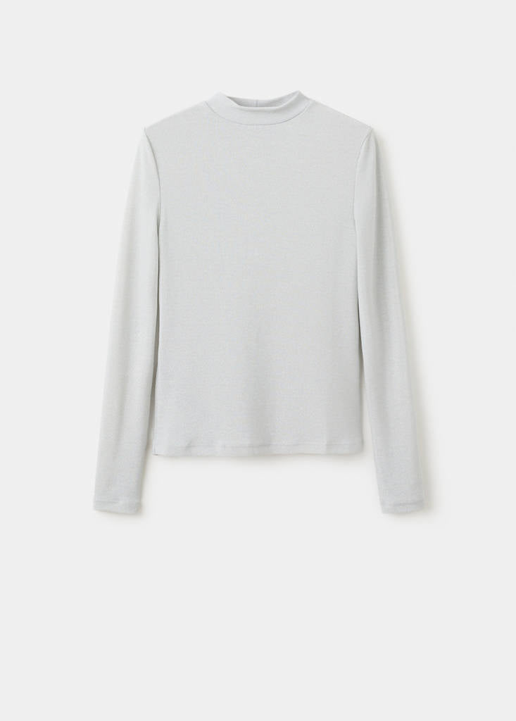 T-Shirt Lurex Col Montant