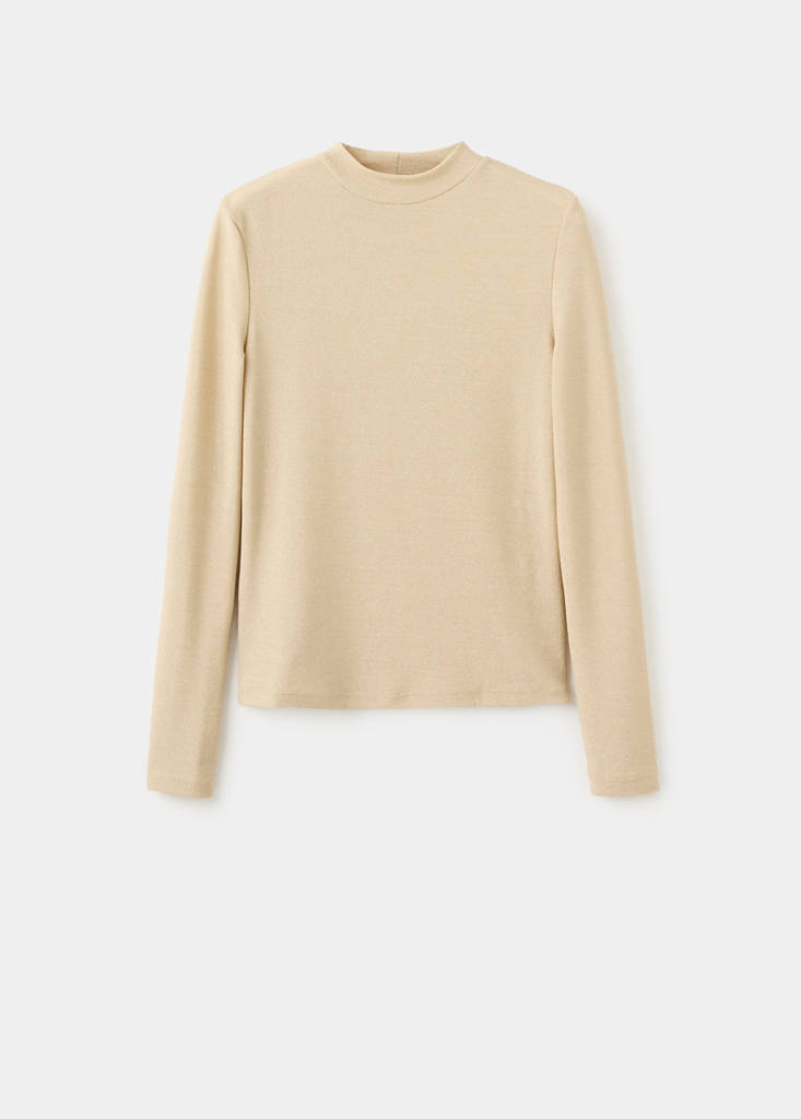 T-Shirt Lurex Col Montant