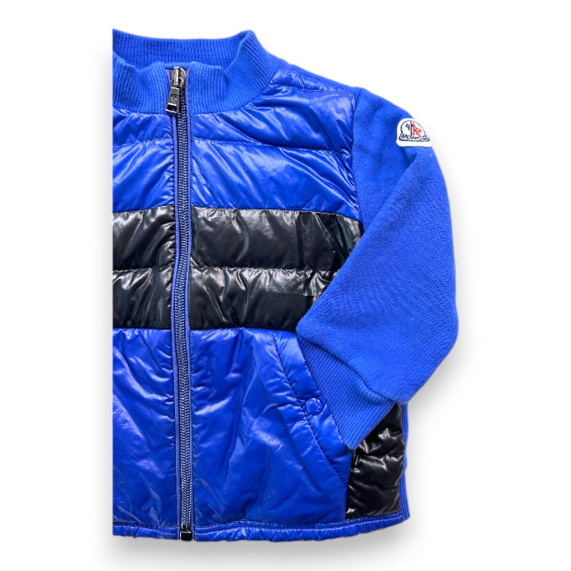 Moncler - Cardigan Matelassé Bleu - 12 Mois