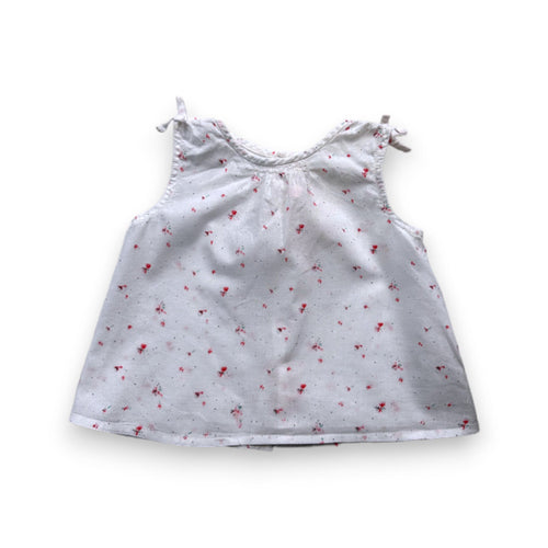 Bonpoint - Robe Blanche À Fleurs À Manches Courtes - 3 Mois