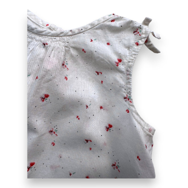 Bonpoint - Robe Blanche À Fleurs À Manches Courtes - 3 Mois