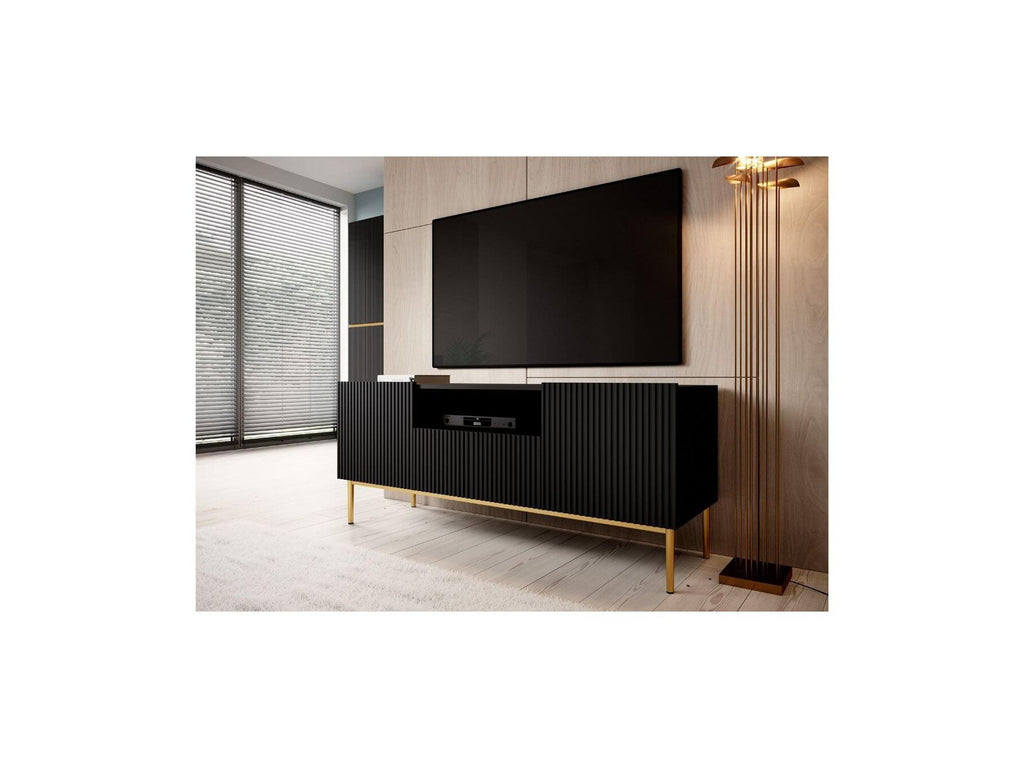 Kasha - TV Unit with Open Compartment - Gold Legs