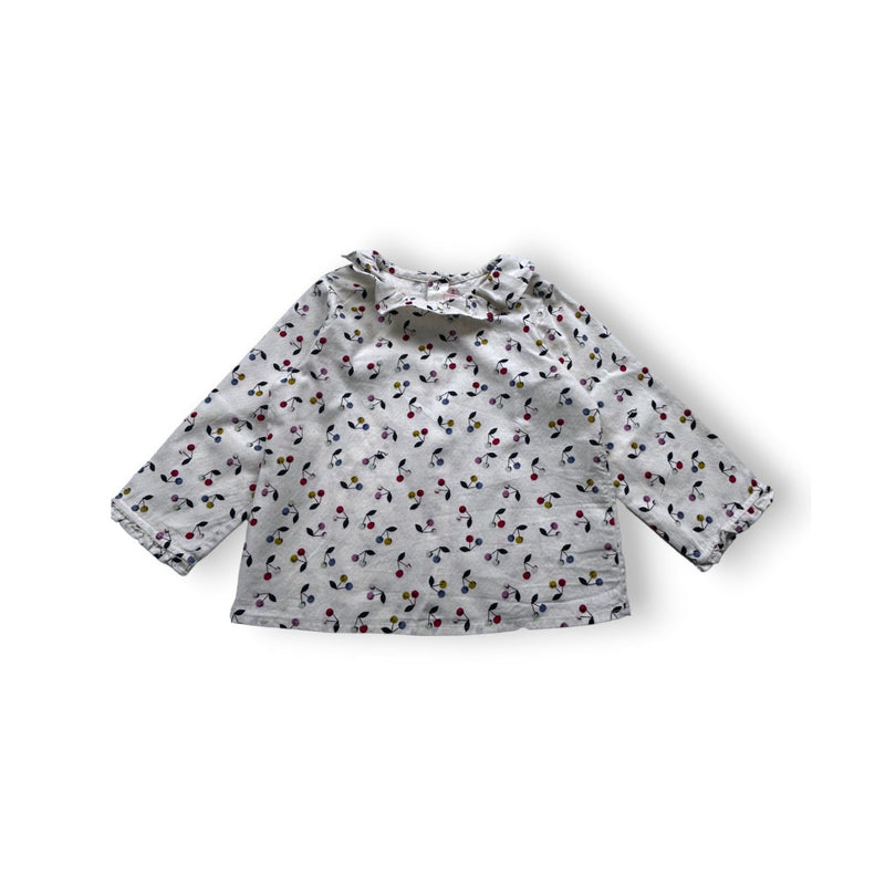 Bonpoint - Blouse Blanche Motif Cerise - 2 Ans