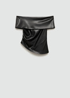 Top Cuir Synthétique Épaules Dénudées