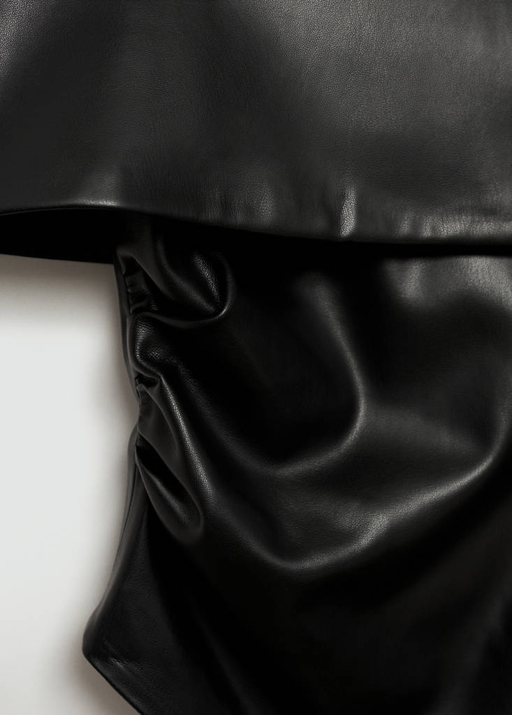Top Cuir Synthétique Épaules Dénudées
