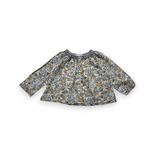 Bonpoint - Blouse Verte À Fleurs À Manches Longues - 4 Ans