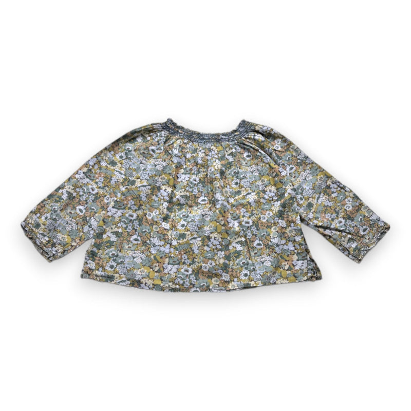 Bonpoint - Blouse Verte À Fleurs À Manches Longues - 4 Ans