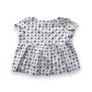 Bonpoint - Blouse À Manches Courtes Blanche Et Verte À Pois - 3 Ans