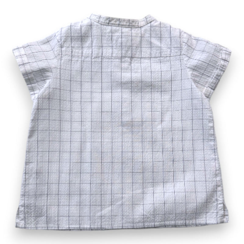 Bonpoint - Blouse À Manches Courtes Blanche À Carreaux - 3 Ans