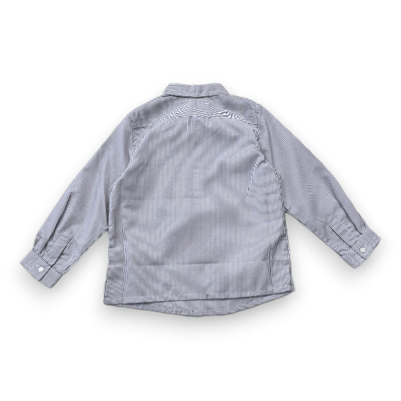 Bonpoint - Chemise À Manches Longues Blanche Et Grise À Rayures Neuve - 4 Ans