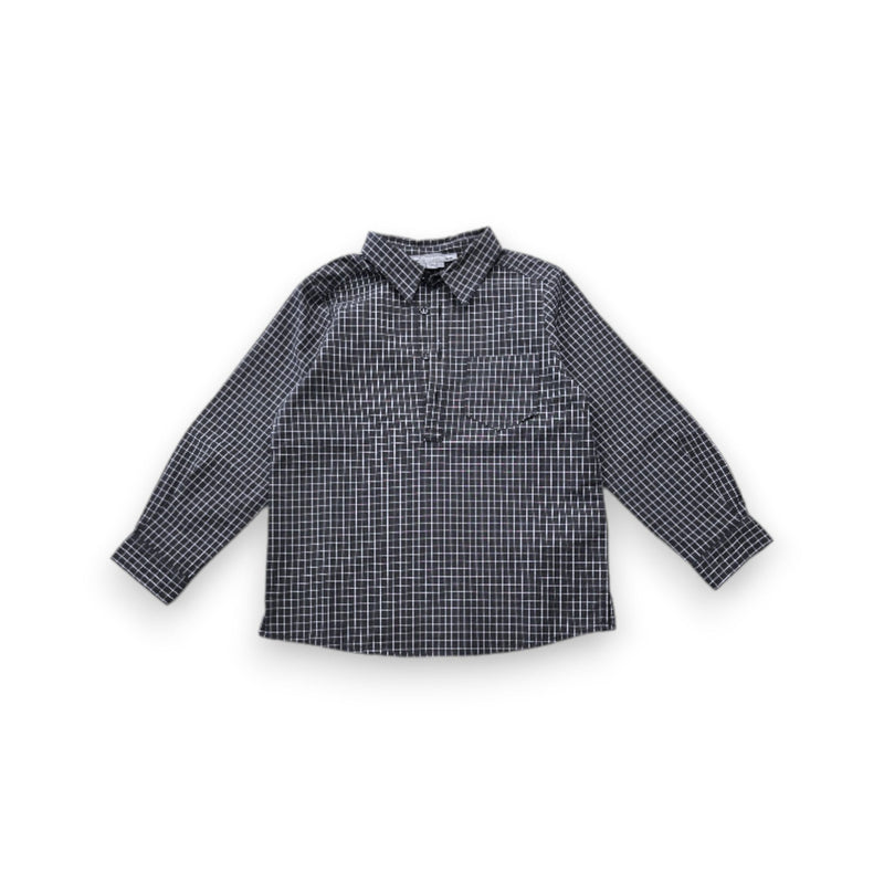 Bonpoint - Chemise À Manches Longues Noire À Carreaux - 4 Ans