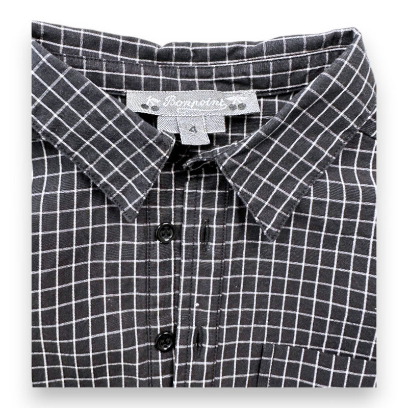 Bonpoint - Chemise À Manches Longues Noire À Carreaux - 4 Ans