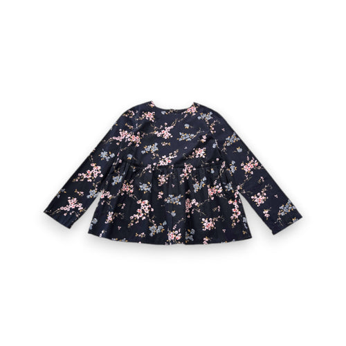 Bonpoint - Blouse Bleu Marine À Fleurs - 10 Ans