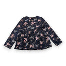 Bonpoint - Blouse Bleu Marine À Fleurs - 10 Ans