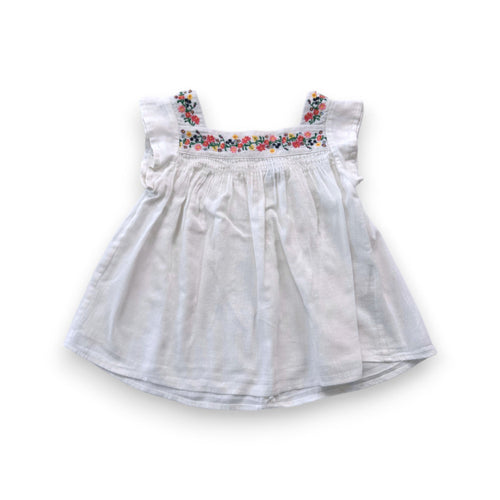 Bonton - Blouse Blanche Avec Fleurs Brodées - 4 Ans