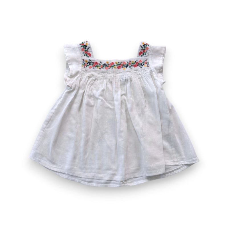 Bonton - Blouse Blanche Avec Fleurs Brodées - 4 Ans