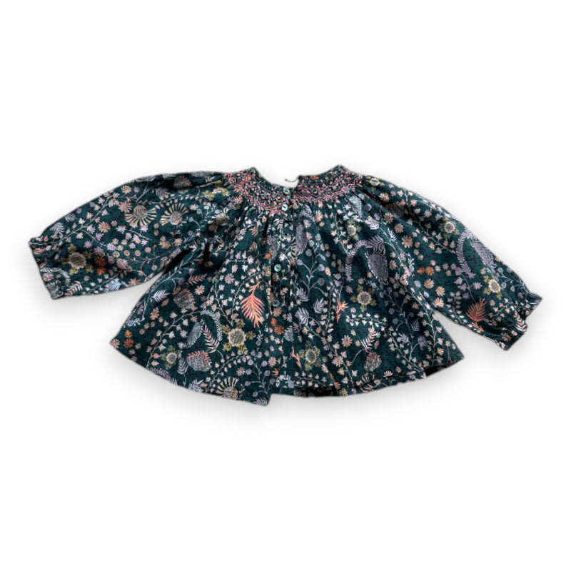 Bonpoint - Blouse Verte À Fleurs - 6 Mois