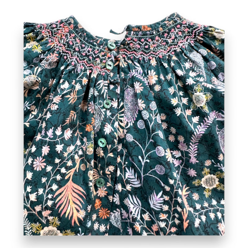 Bonpoint - Blouse Verte À Fleurs - 6 Mois