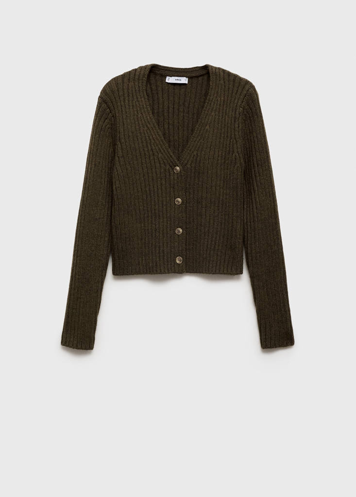 Cardigan Maille Côtelée Col V