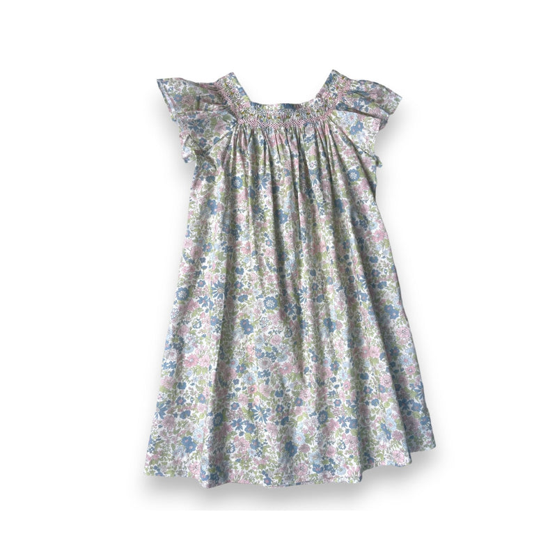 Bonpoint - Robe Smockée Verte Motif Liberty (Neuf) - 8 Ans