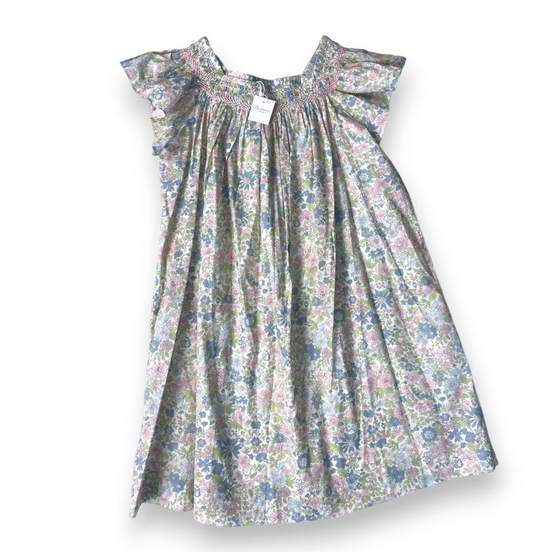 Bonpoint - Robe Smockée Verte Motif Liberty (Neuf) - 8 Ans