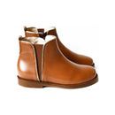 Boots Bottines Resistantes Fille Liseré - Cuir Camel Or - Fille