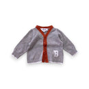 Bonpoint - Cardigan Gris Et Marron - 6 Mois