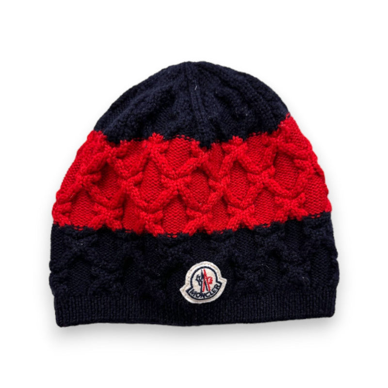 Moncler - Bonnet En Maille Bleu Et Rouge - 6 Mois