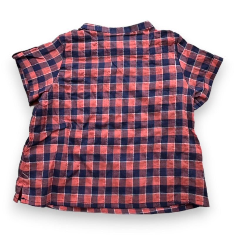 Bonpoint - Chemise Rose Et Bleue À Carreaux - 6 Mois