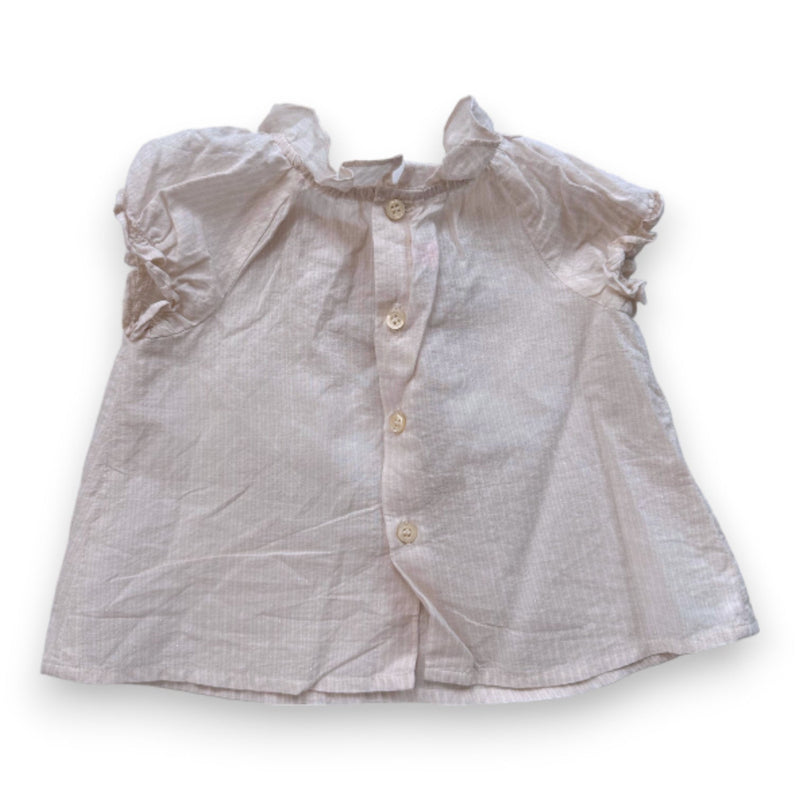 Bonpoint - Blouse Rose Claire Et Détails Argentés - 6 Mois