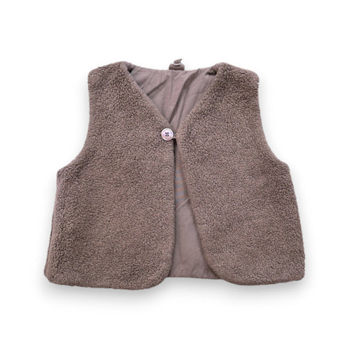 Bonton - Gilet Sans Manches Marron Effet Mouton - 3 Ans