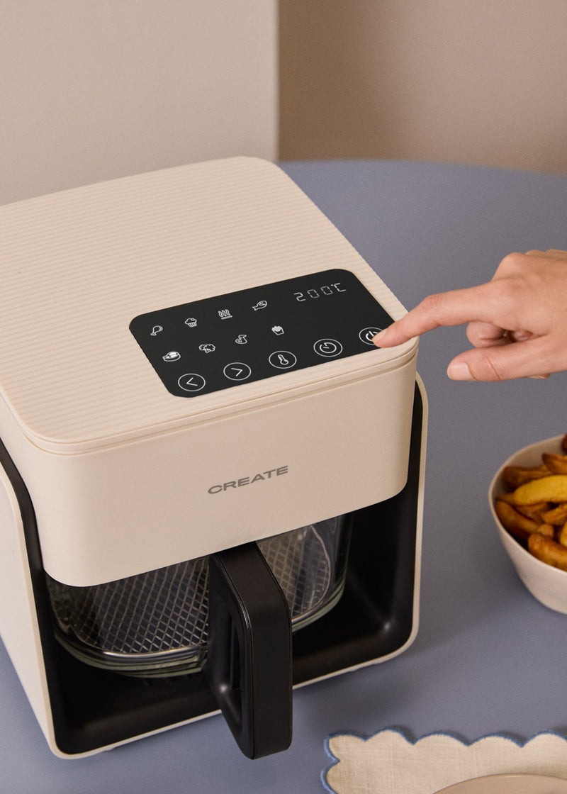 Air Fryer Studio Crystal - Freidora sin aceite de 4,2 L - Blanco roto