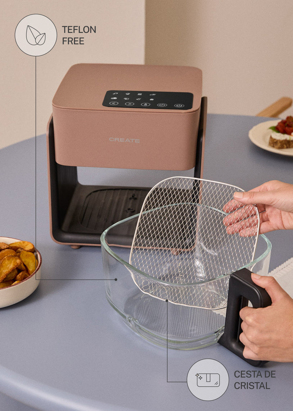 Air Fryer Studio Crystal - Freidora de Aire 4.2L - Moca