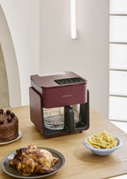 Air Fryer Studio Crystal - Friteuse Sans Huile En Verre Avec Vaporisateur - 4,2L - Bordeaux