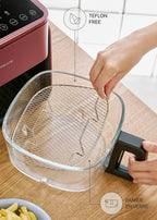 Air Fryer Studio Crystal - Friteuse Sans Huile En Verre Avec Vaporisateur - 4,2L - Bordeaux