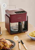 Air Fryer Studio Crystal - Friteuse Sans Huile En Verre Avec Vaporisateur - 4,2L - Bordeaux