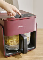 Air Fryer Studio Crystal - Friteuse Sans Huile En Verre Avec Vaporisateur - 4,2L - Bordeaux