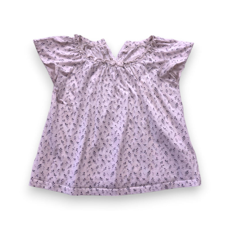 Bonpoint - T-Shirt Blanc Avec Fleurs Violettes - 3 Ans