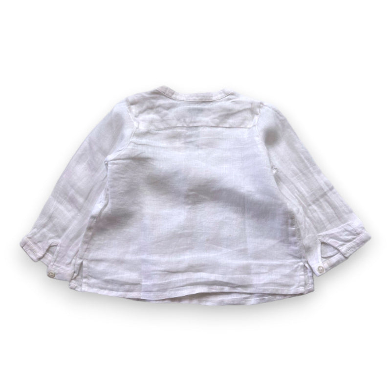 Bonpoint - Blouse Blanche À Manches Longues En Lin - 12 Mois