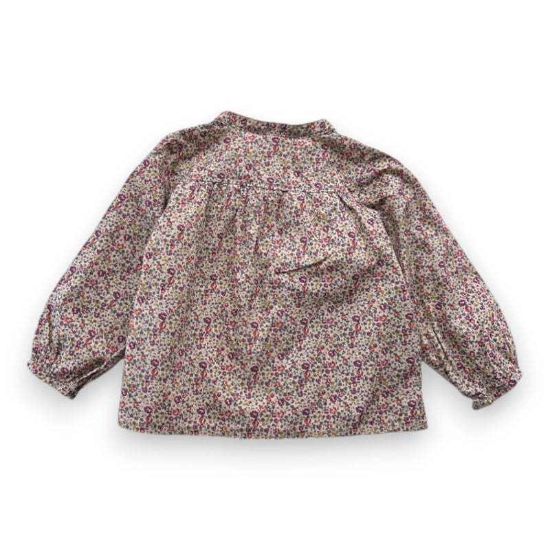 Bonpoint - Blouse À Manches Longues Verte À Fleurs - 18 Mois