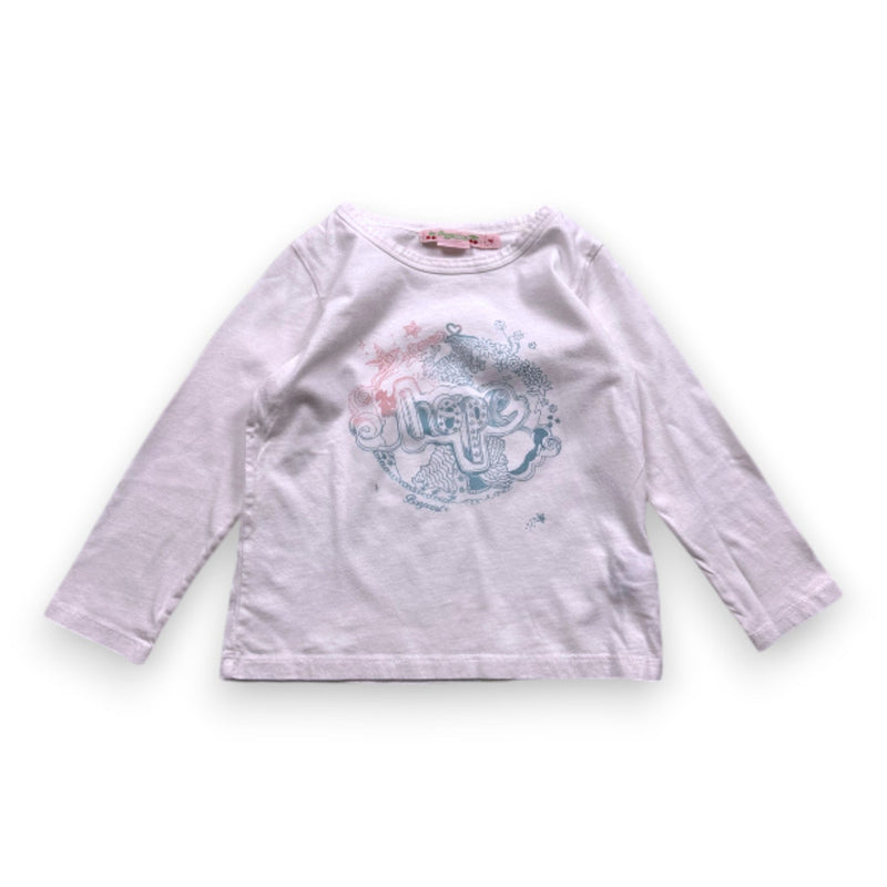 Bonpoint - T-Shirt Blanc À Manches Longues Avec Imprimé - 4 Ans