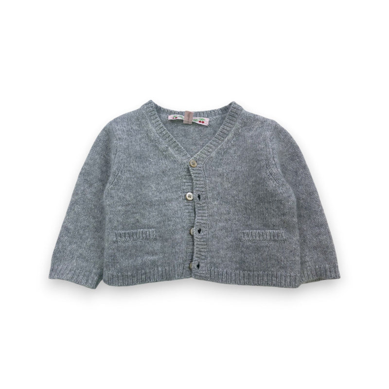 Bonpoint - Cardigan Gris En Cachemire - 6 Mois