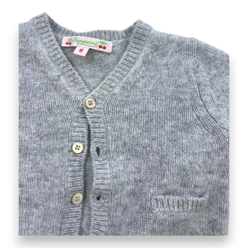 Bonpoint - Cardigan Gris En Cachemire - 6 Mois