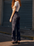 Pantalon Navy Faded Flowers Toile Coton