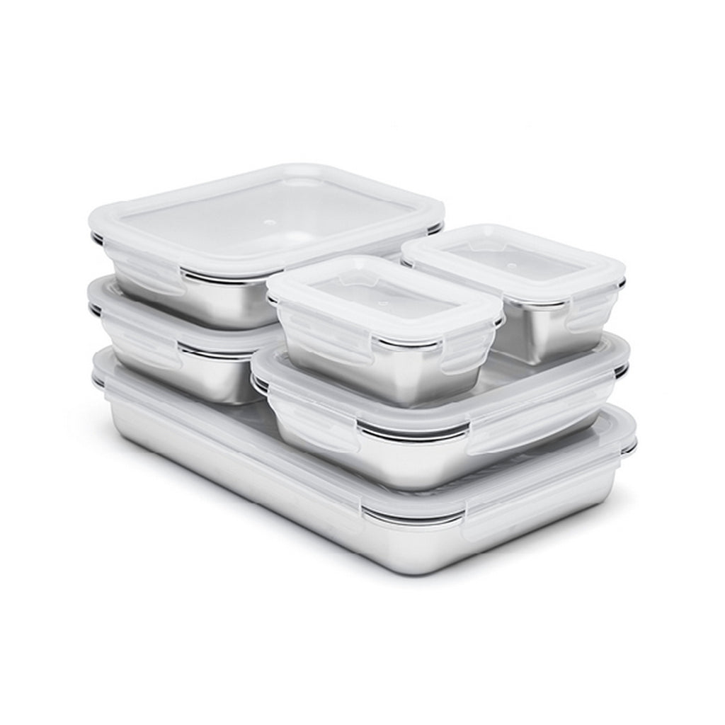 Set De 6 Boîtes De Conservation Avec Couvercle - Argenté