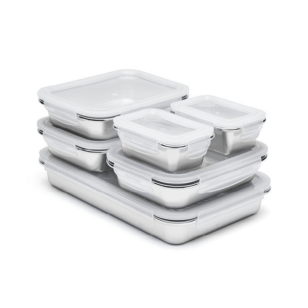Set De 6 Boîtes De Conservation Avec Couvercle - Argenté