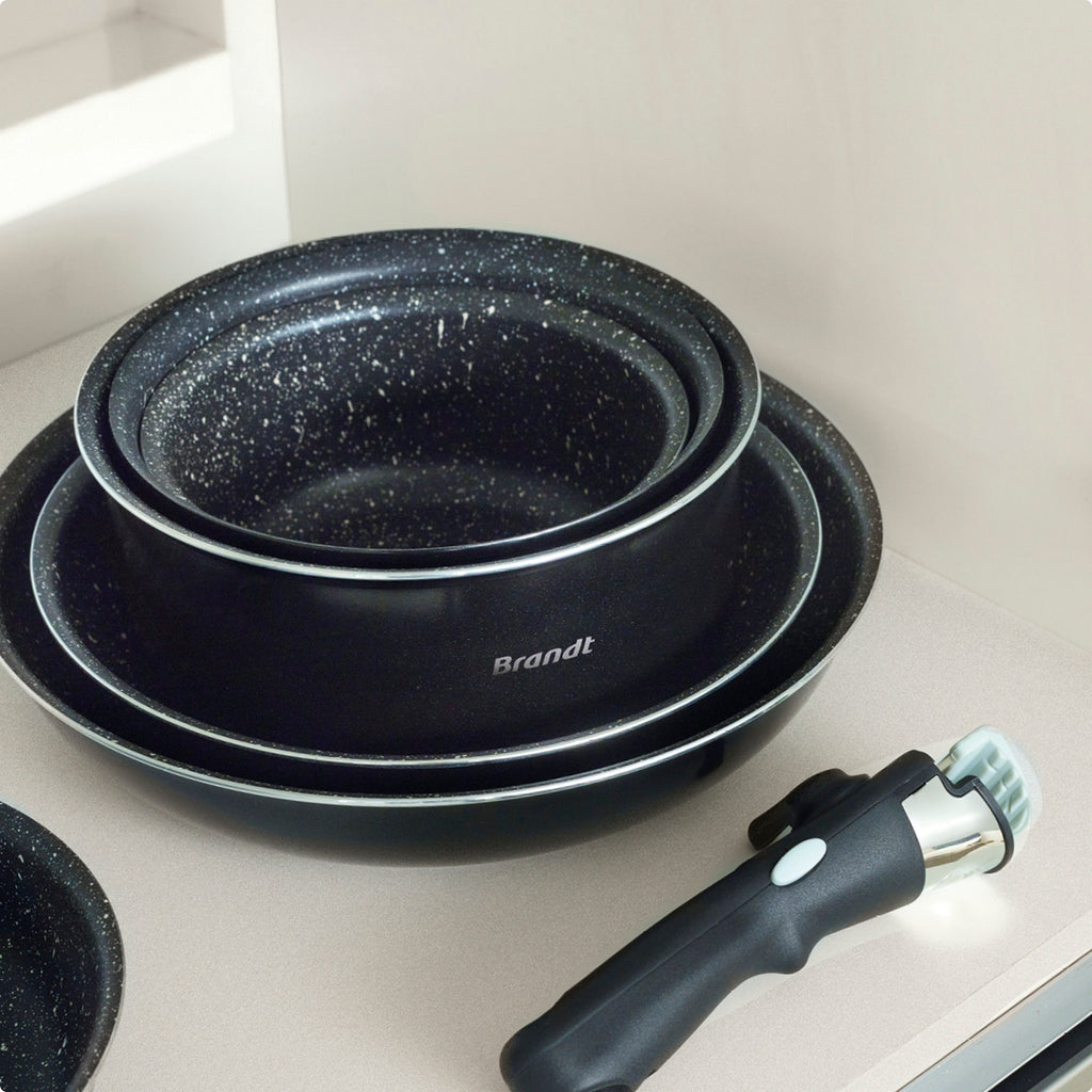 Set De 3 Casseroles Avec Poignée Amovible - Noir
